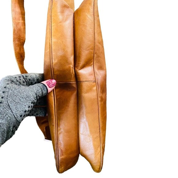 Rare Vintage Francesco Biasia Tan Leather Hobo Shoulder Bag Purse 11.5”x9”x3” - Picture 3 of 6